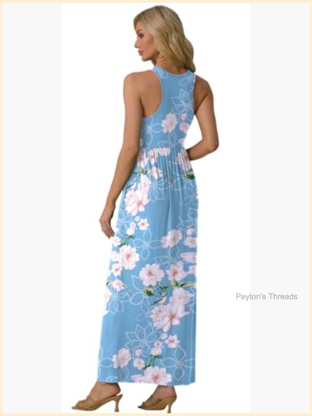Women's Sleeveless Casual Long Tank Maxi Dress with Pockets - Picture 6 of 7